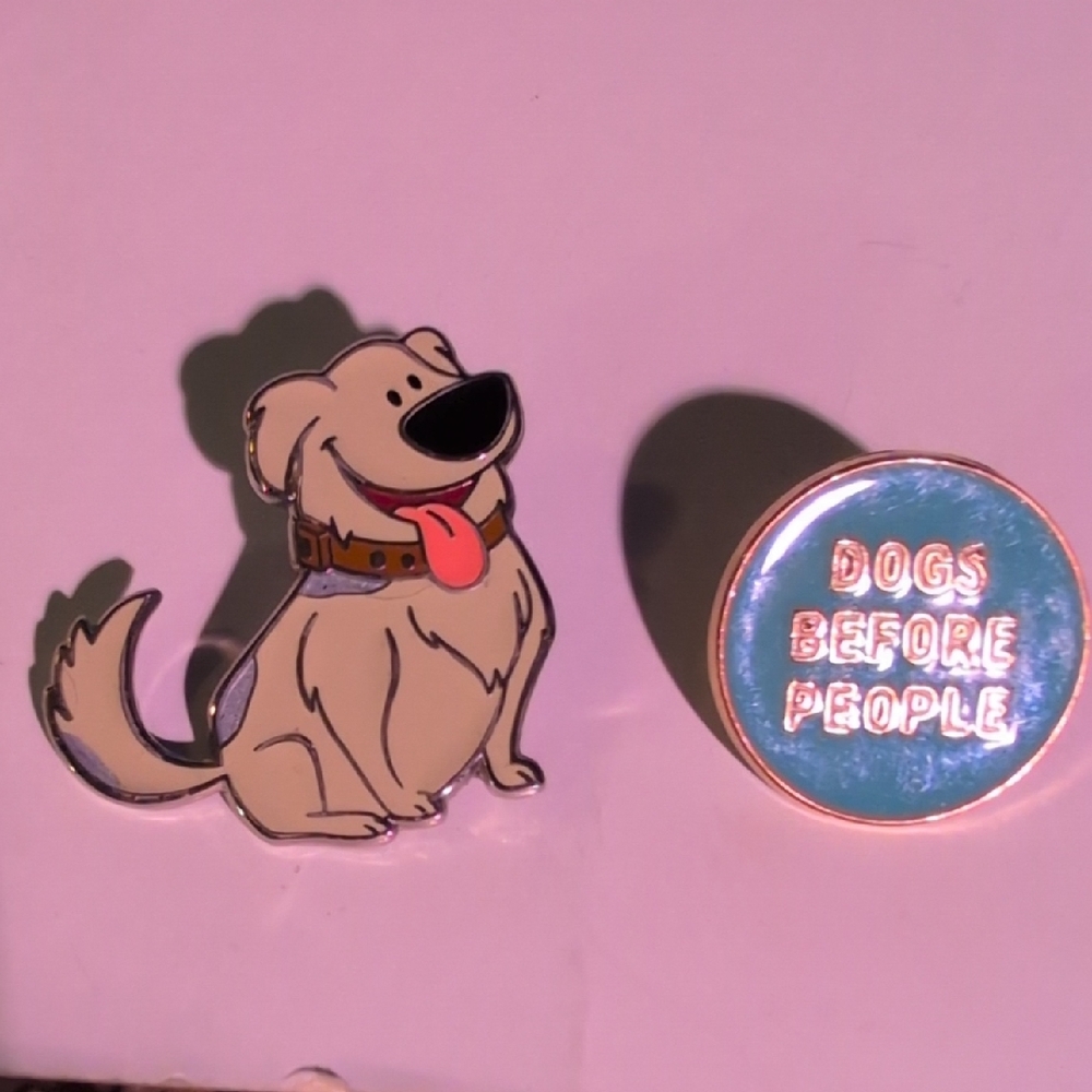 Cute Dog Enamel Pin Set - Cream and Blue